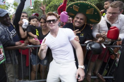 Canelo poses with fans