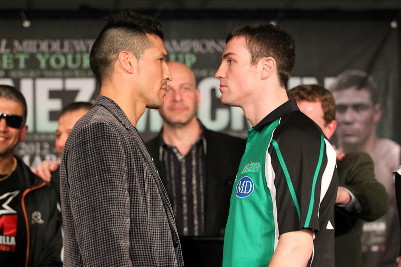 Image: Macklin looked scared when facing off with Sergio Martinez at final press conference