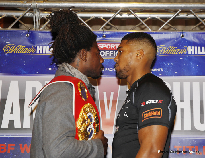 JOSHUA-MARTIN FINAL PRESS CONFERENCEFOUR SEASONS HOTEL,LONDONIBF WORLD HEAVYWEIGHT TITLECHALLENGER ANTHONY JOSHUA  COMES FACE TO FACE WITH CHAMPION CHARLES MARTIN