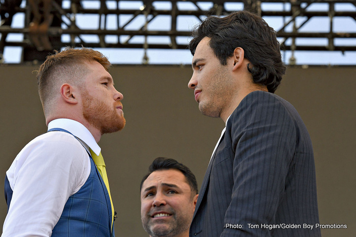 Image: Chavez Jr. towers over Canelo at Mexico City press tour