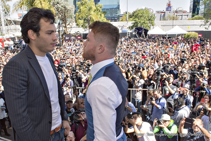 Image: Chavez Jr. towers over Canelo at Mexico City press tour