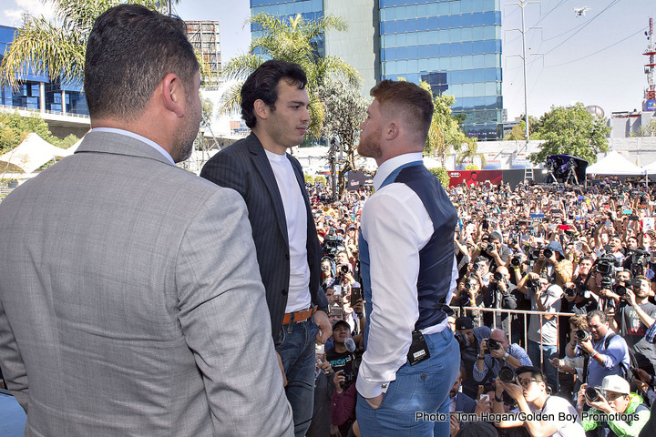 Image: Chavez Jr. towers over Canelo at Mexico City press tour