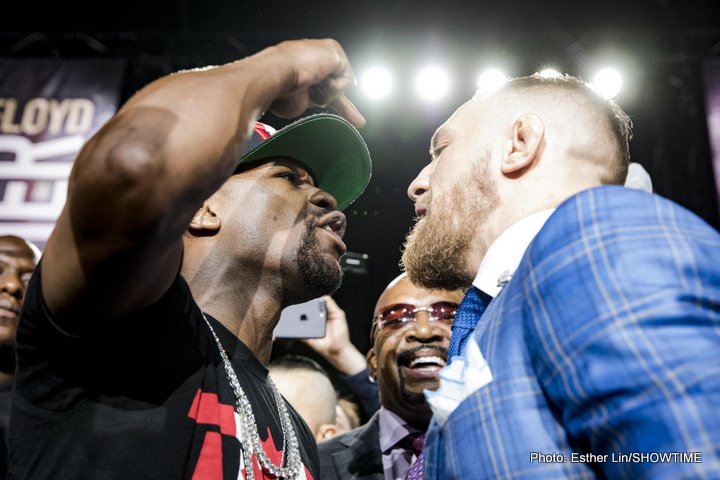 Image: McGregor on Mayweather wearing a schoolbag 'You can't even read'