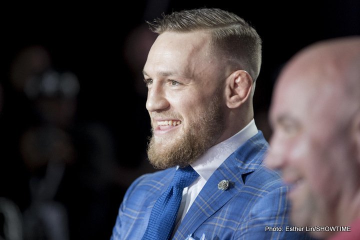 Image: McGregor on Mayweather wearing a schoolbag 'You can't even read'