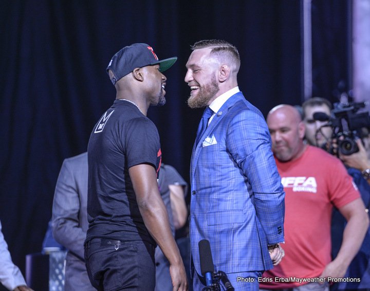 Image: McGregor on Mayweather wearing a schoolbag 'You can't even read'