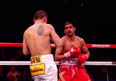 Image: Khan points to his experience as being key to beating Garcia