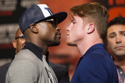 Mayweather and Canelo faceoff