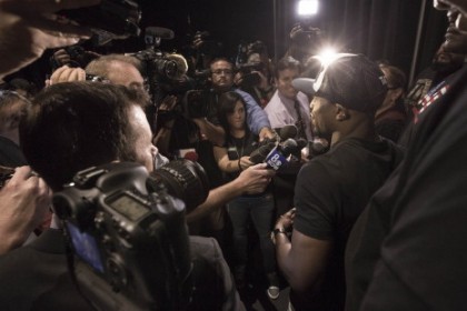 Mayweather with media