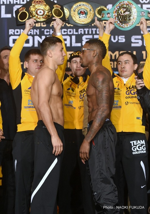 Image: Weights: Golovkin 159, Monroe 160