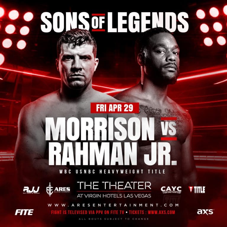 Image: LIVE: "Sons of Legends" Morrison vs. Rahman Jr. FITE TV Stream On April 29