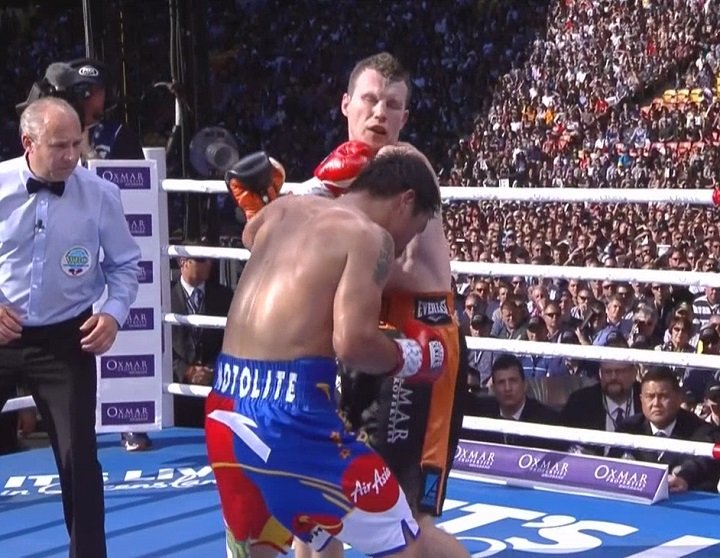 Image: Jeff Horn reacts to Manny Pacquiao’s win over Matthysse