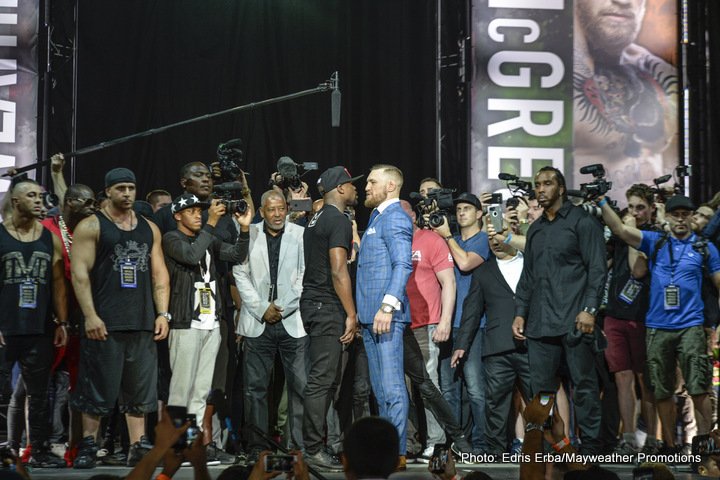 Image: McGregor on Mayweather wearing a schoolbag 'You can't even read'
