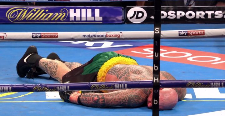 Image: Lucas Browne's face after Dillian Whyte fight