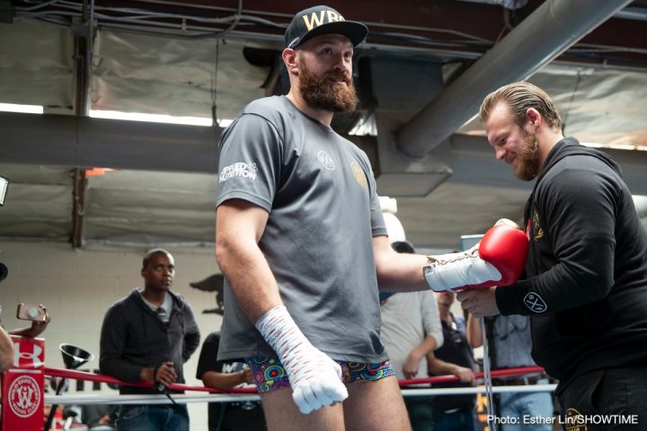 Image: Tyson Fury boots reporter for being a "hater" at media day workout