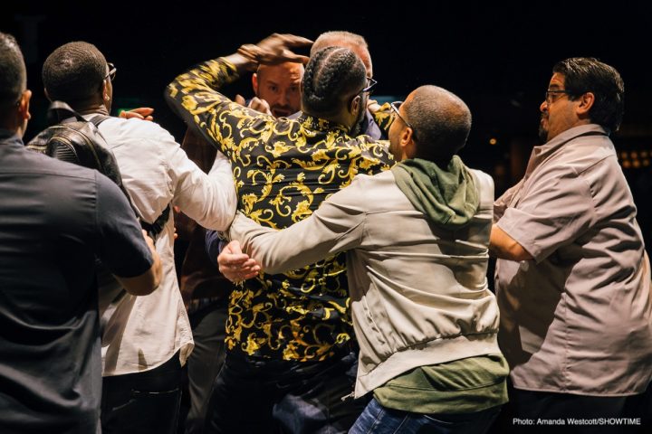 Image: Wilder, Fury brawl in Los Angeles at press conference