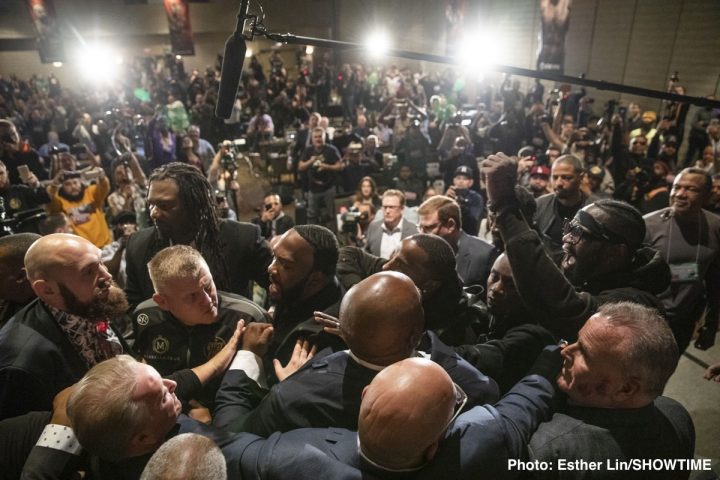 Image: Wilder and Fury scuffle at final press conference