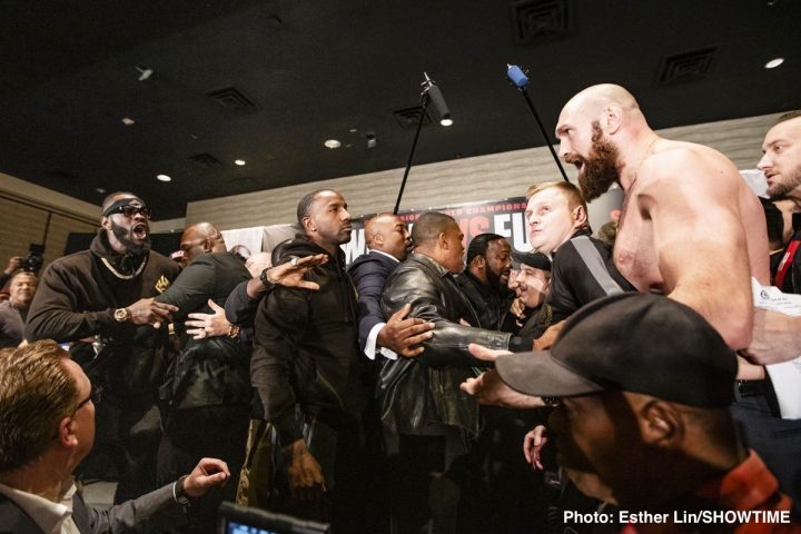 Image: Wilder and Fury scuffle at final press conference