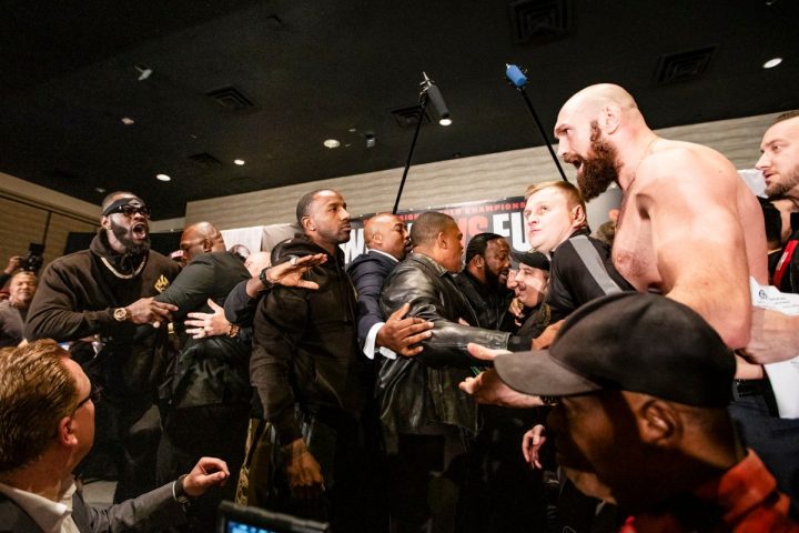 Image: Wilder and Fury scuffle at final press conference