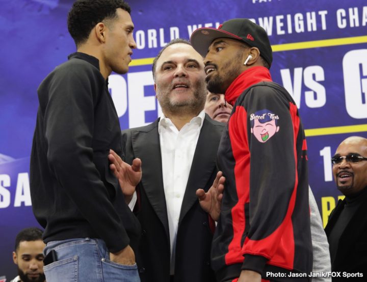 Image: David Benavidez and J'Leon Love almost scuffle at final press conference