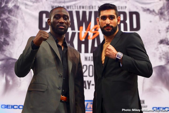 Image: Crawford and Khan battle it out on Saturday