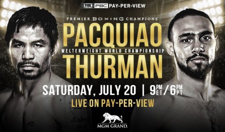 Image: Pacquiao - Thurman at the MGM Grand on July 20 on FOX PPV