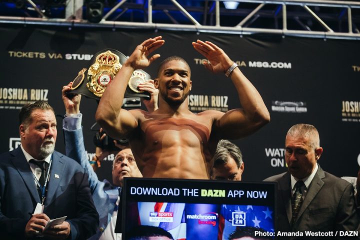 Image: Joshua: 'Ruiz is just as dangerous as Wilder & Fury'