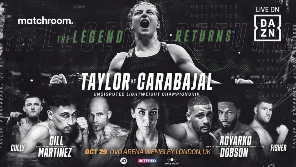 Image: Katie Taylor vs Carabajal in London on October 29, live in DAZN
