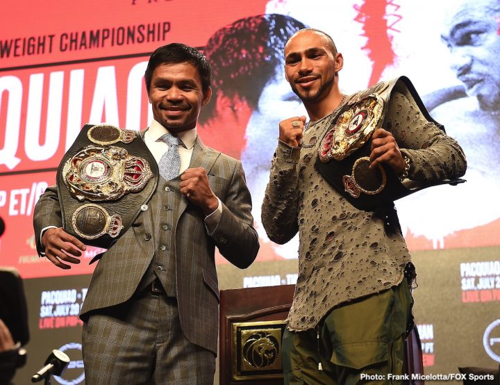 Image: Thurman orders Pacquiao, "Let's face off" at press conference