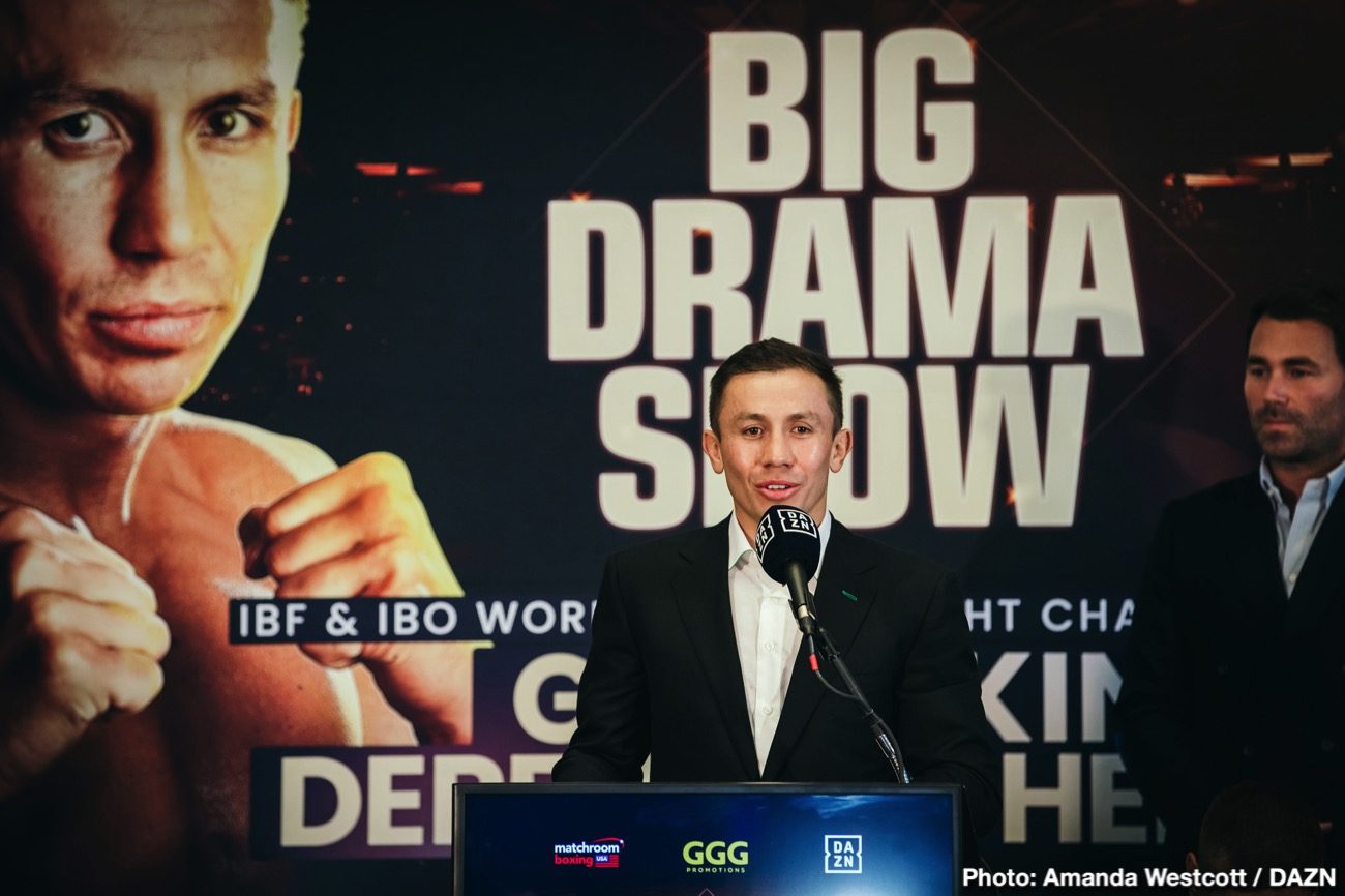 Photo: Face to Face: Gennady Golovkin vs. Sergiy Derevyanchenko NYC media workout Image: Face to Face: Gennady Golovkin vs. Sergiy Derevyanchenko NYC media workout