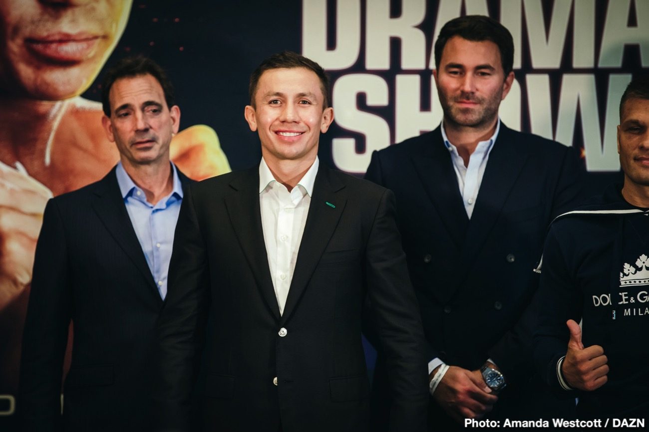Photo: Face to Face: Gennady Golovkin vs. Sergiy Derevyanchenko NYC media workout Image: Face to Face: Gennady Golovkin vs. Sergiy Derevyanchenko NYC media workout