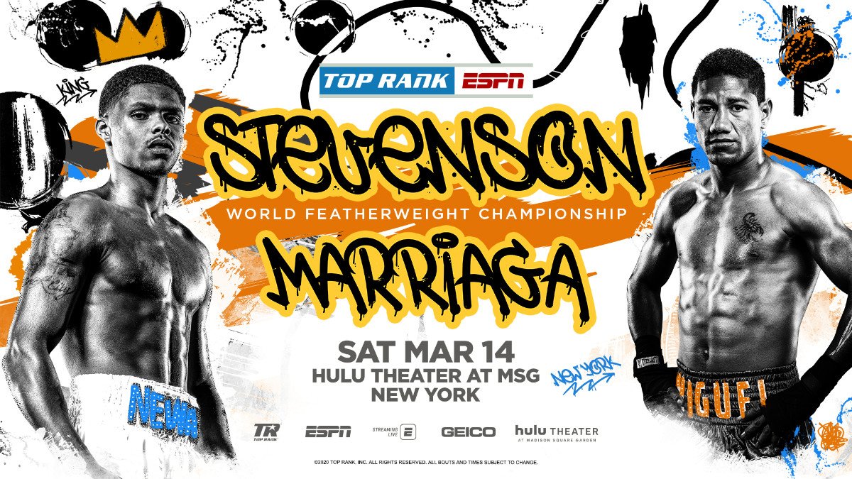 Image: Top Rank cards Stevenson-Marriaga & Conlan-Preciado on Friday and Tuesday will be held without fans at MSG