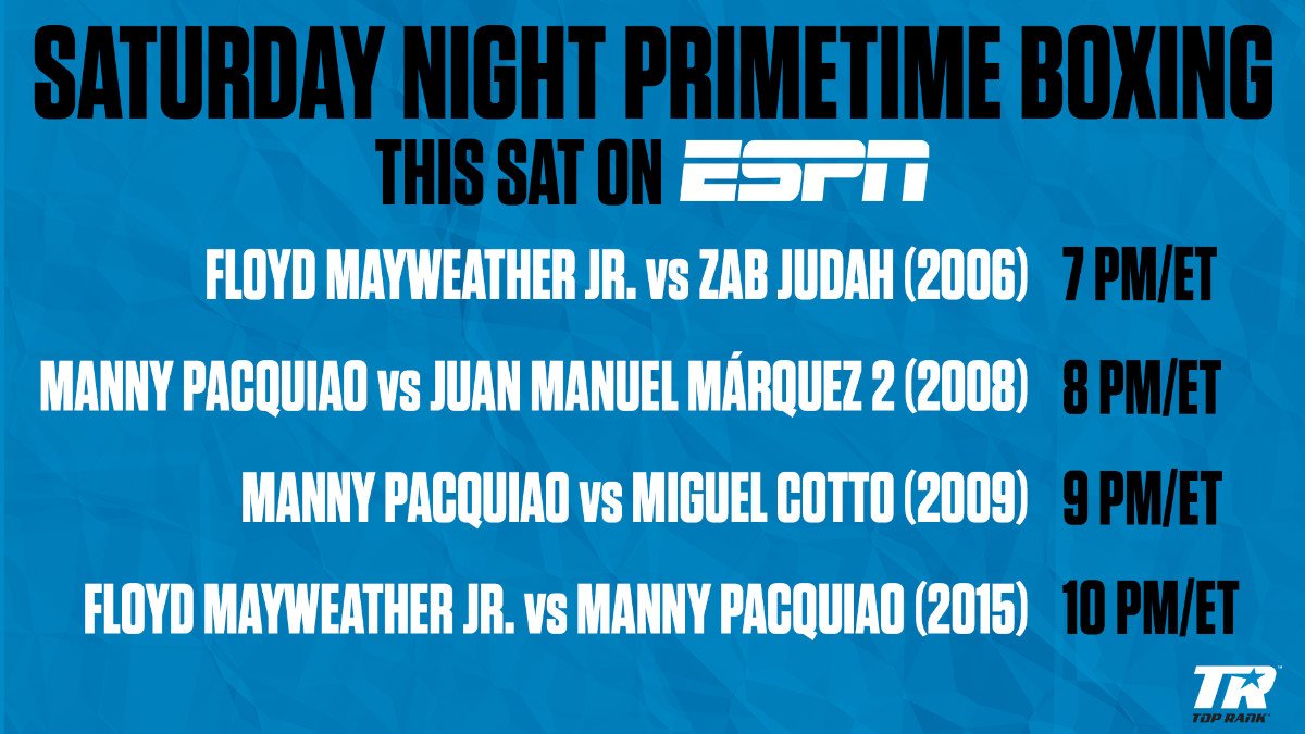Image: Floyd Mayweather Jr. and Manny Pacquiao Bouts this Saturday on ESPN