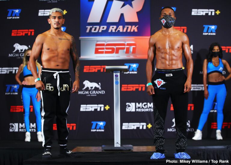 Image: Jessie Magdaleno 127.9 lbs vs. Yenifel Vicente 126.5 lbs - weigh-in results for Thursday in Las Vegas