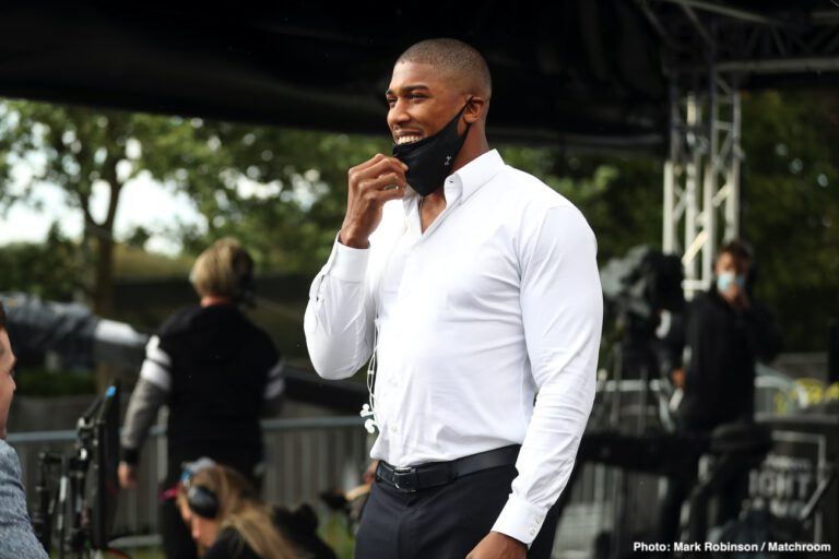 Image: Joshua reacts to Deontay Wilder asking Tyson Fury to keep his word