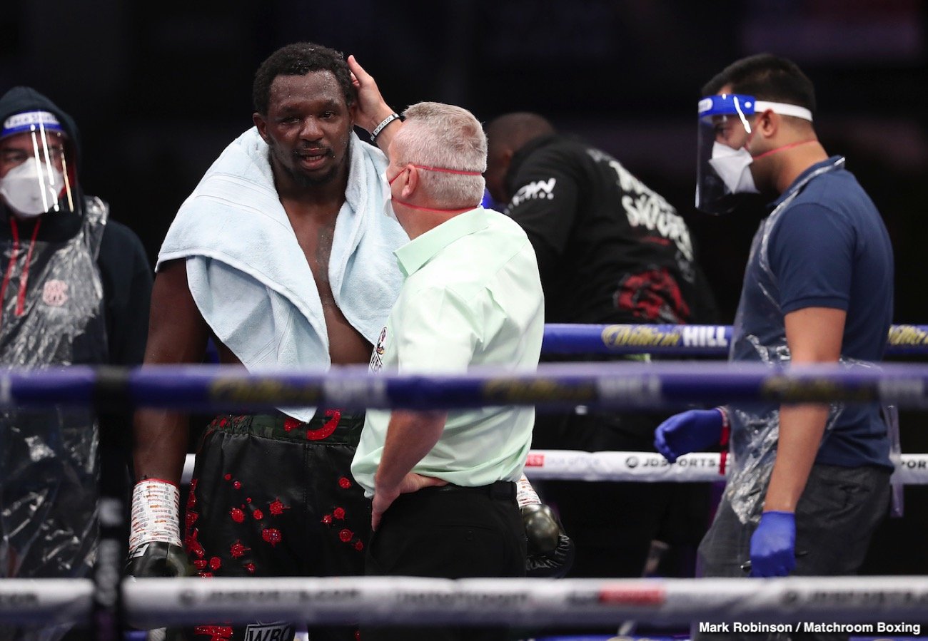 Image: Fans want to see Dillian Whyte's MRI scan to see proof of shoulder injury