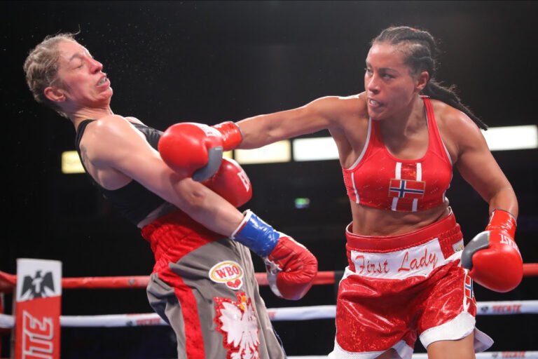 Image: Cecilia Brækhus defends against Jessica McCaskill this Saturday, Aug.15 on DAZN
