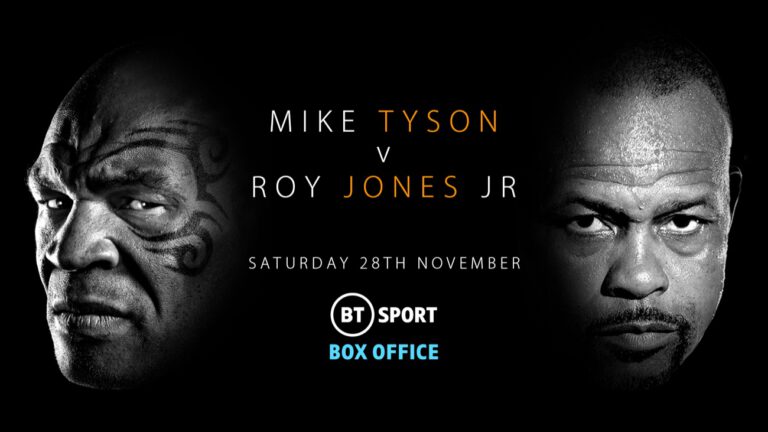Image: Mike Tyson vs. Roy Jones Jr exibition on BT Sport Box Office PPV on Nov.28