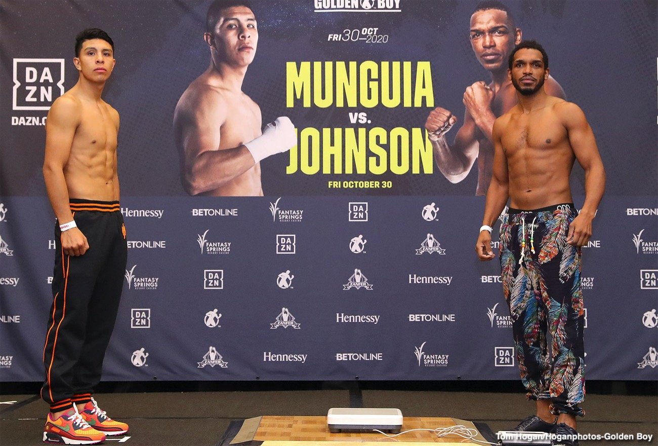 Image: Jaime Munguía 159.8 vs. Tureano Johnson 159.6 - DAZN Weigh In Results