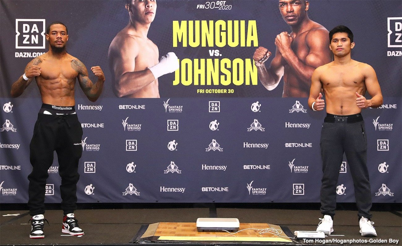 Image: Jaime Munguía 159.8 vs. Tureano Johnson 159.6 - DAZN Weigh In Results