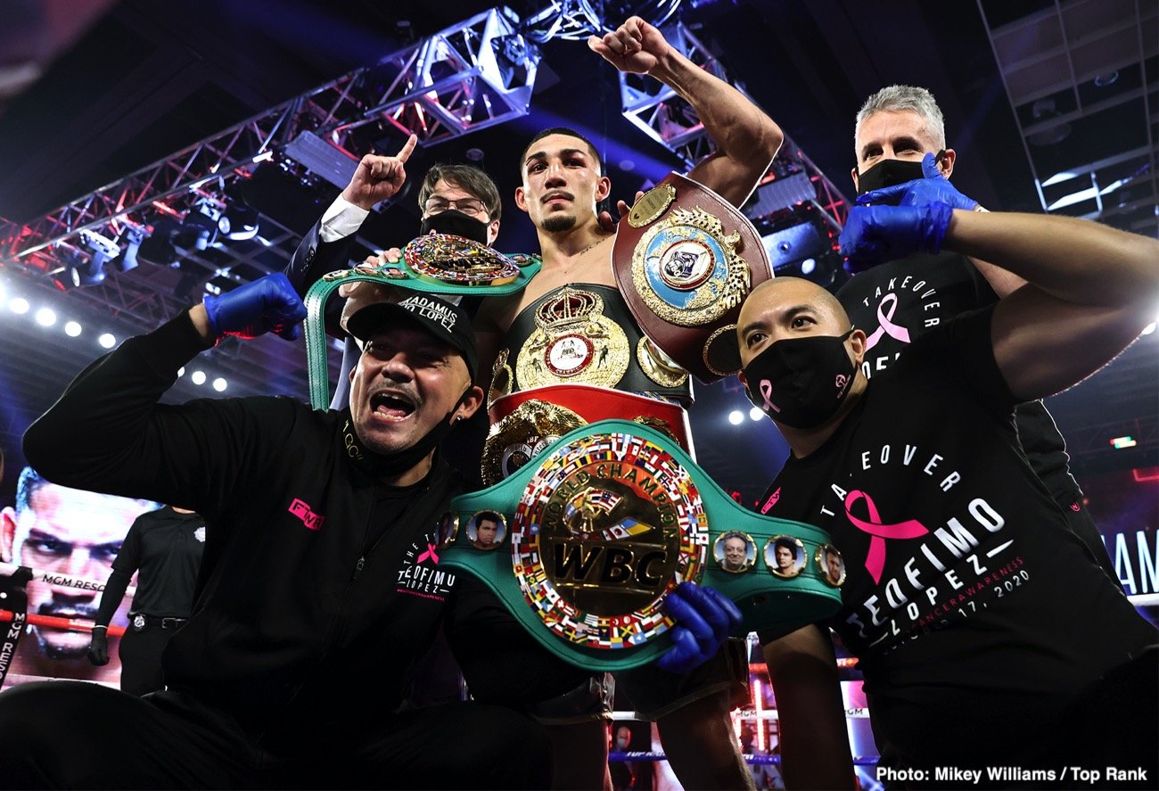Teofimo Lopez, Artur Beterbiev, Errol Spence Jr boxing photo and news image