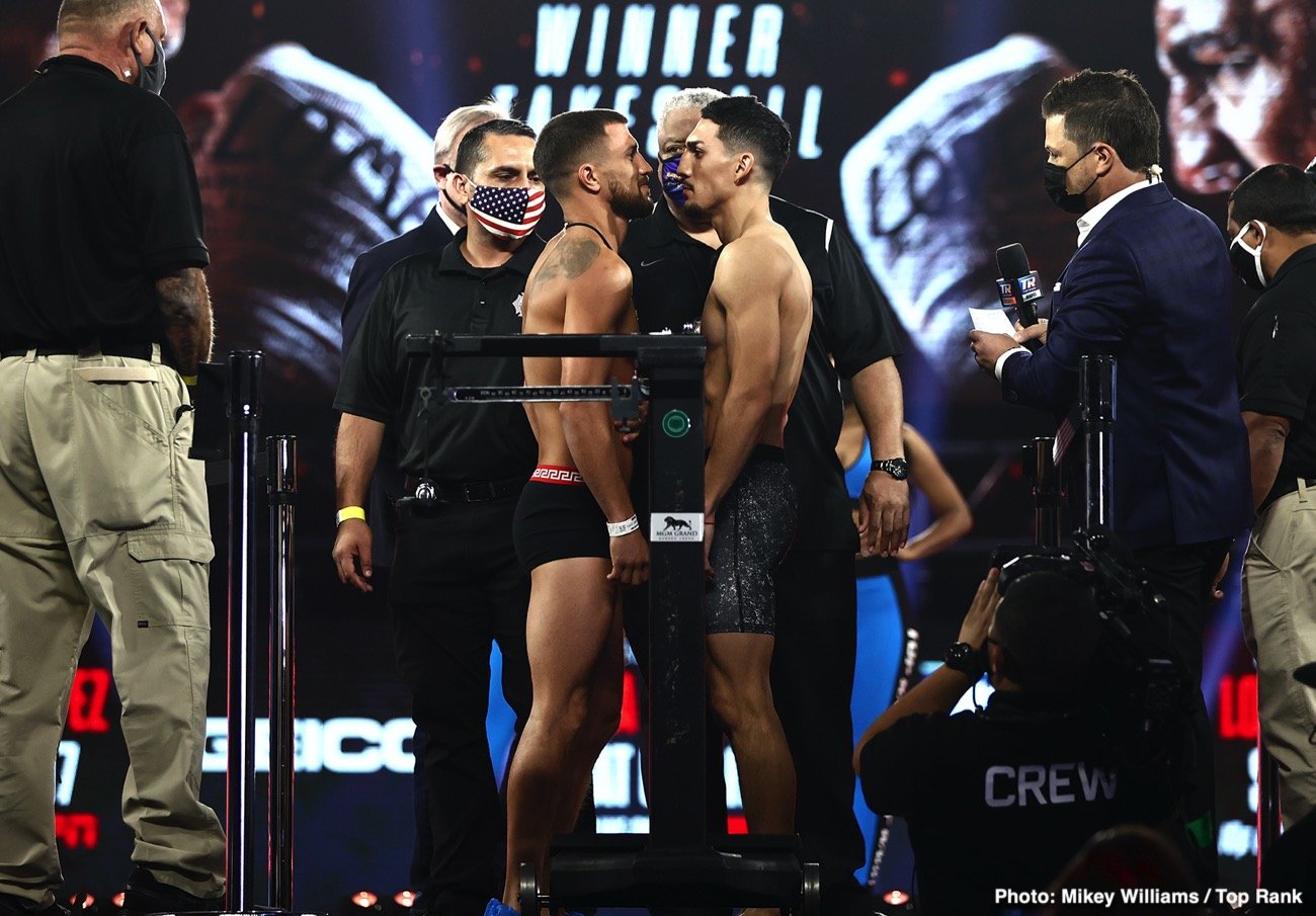 Image: Vasiliy Lomachenko 135 lbs vs. Teofimo Lopez 135 lbs - Weigh-in results