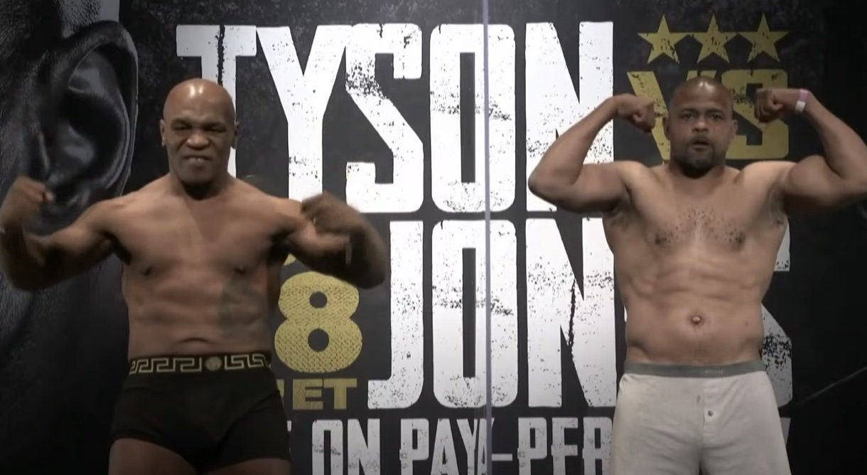 Image: Mike Tyson 220.4 vs. Roy Jones Jr. 210 - weigh-in results