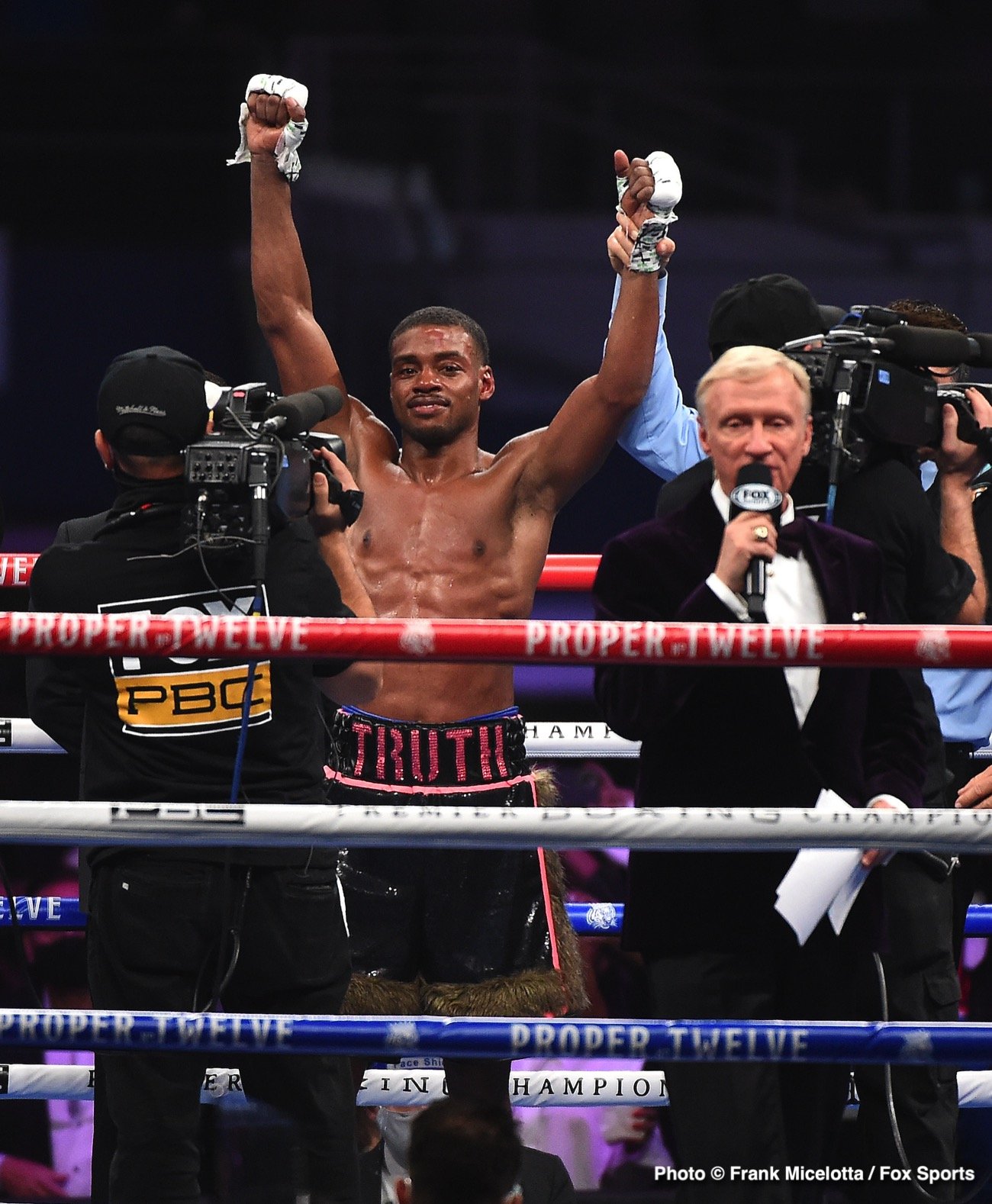 Image: Spence reacts to Terence Crawford in the audience: 'I wouldn't go to his fights'