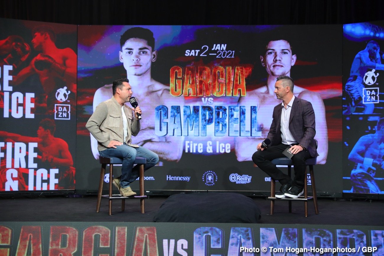 Image: Ryan Garcia and Luke Campbell discuss Saturday's fight in Dallas, Tx