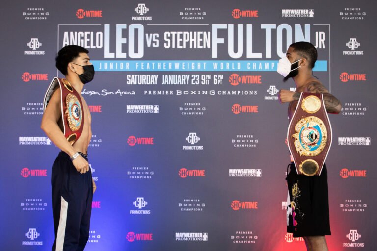 Image: Angelo Leo vs. Stephen Fulton Jr - weights and quotes