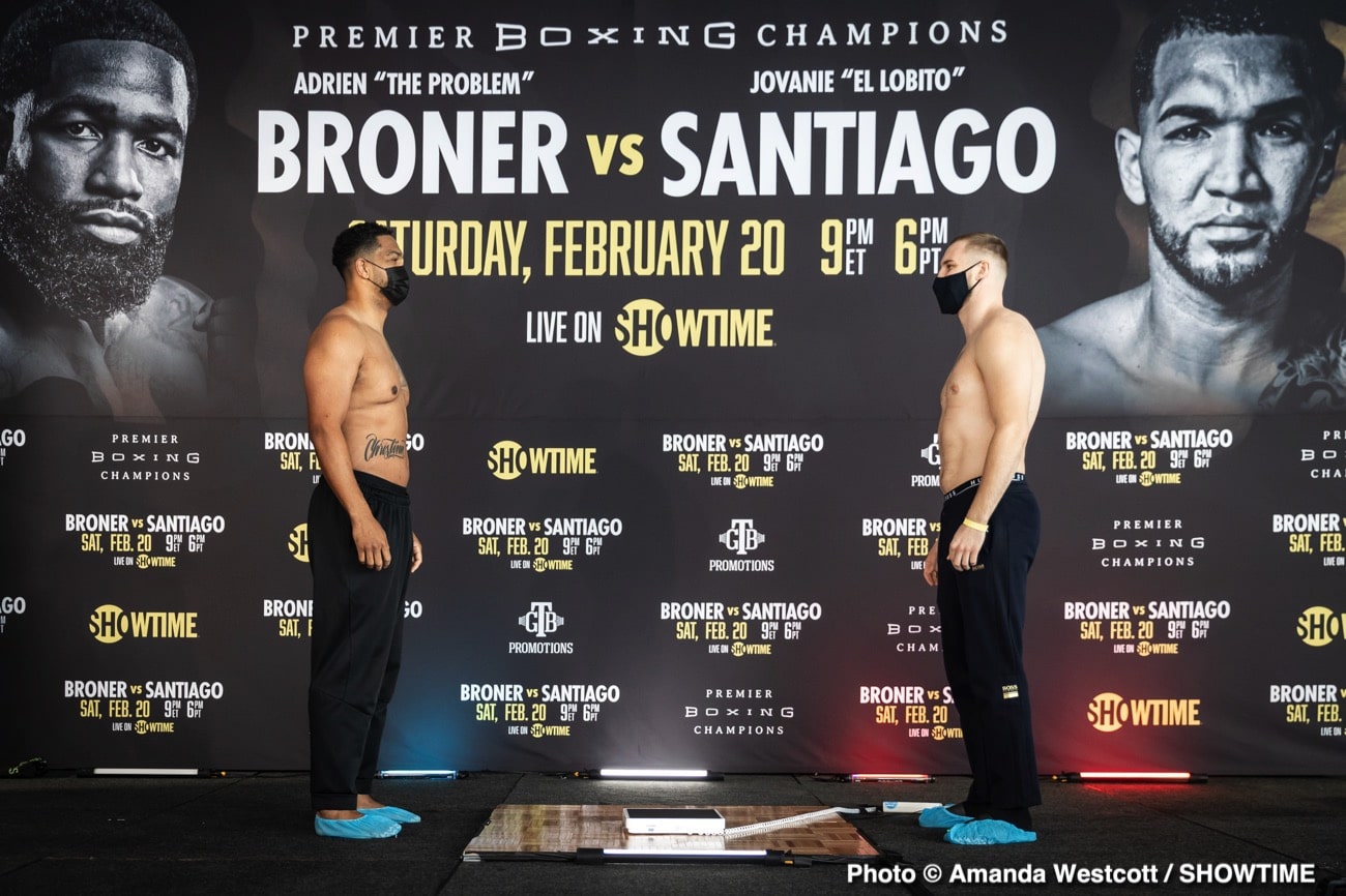 Image: Adrien Broner 146lbs vs. Jovanie Santiago 145.2lbs - weigh-in results