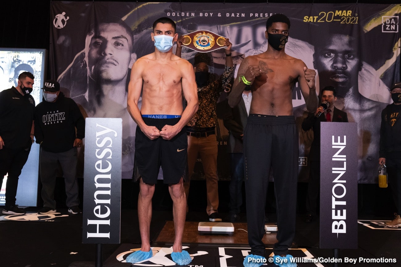 Image: Vergil Ortiz Jr 147 vs. Maurice Hooker 147 - weigh-in results for Saturday