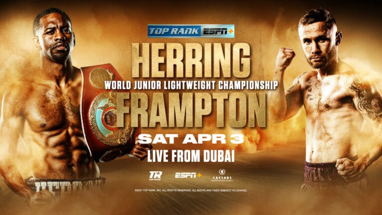 Image: Jamel Herring vs. Carl Frampton on April 3, live on ESPN+ and Channel 5 (UK)