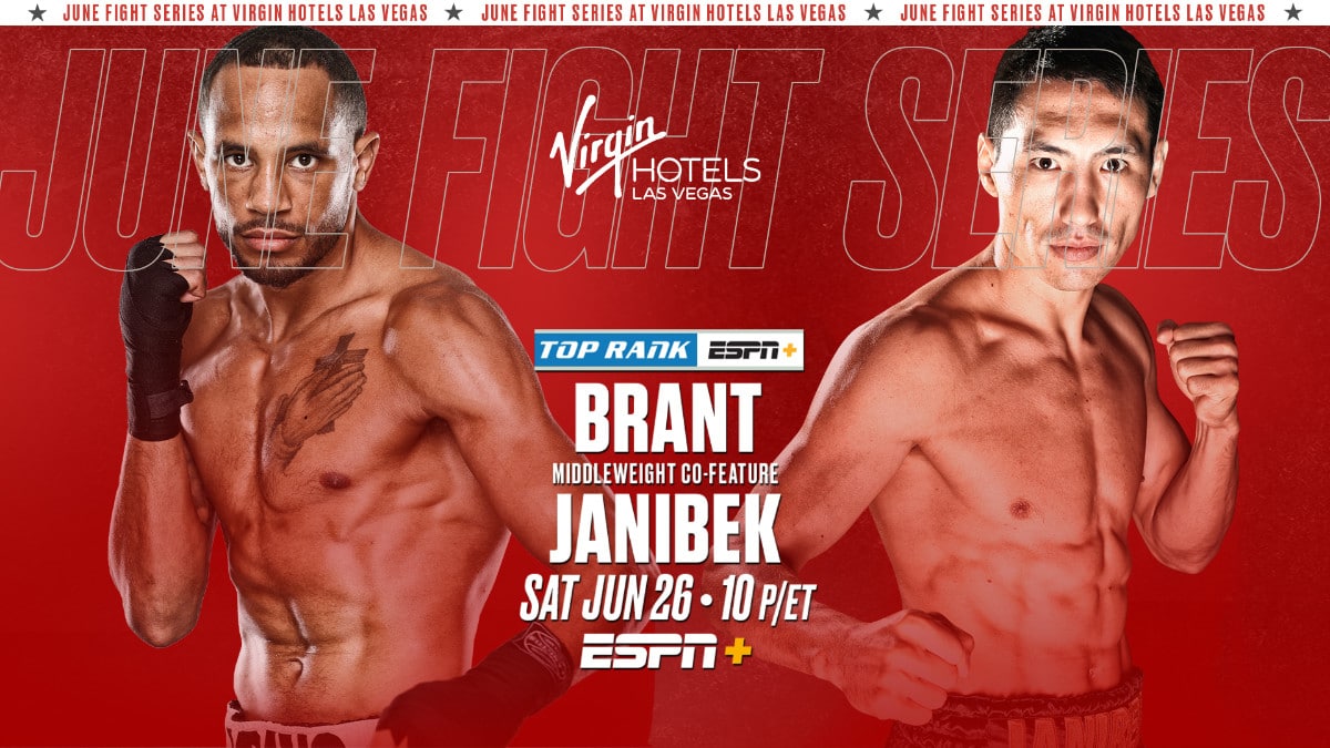 Image: Janibek Alimkhanuly vs. Rob Brant on June 26th in Las Vegas
