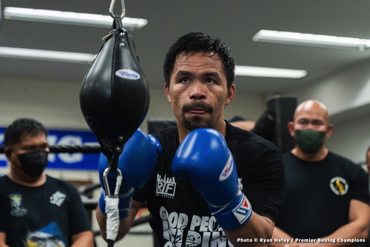 Manny Pacquiao, Errol Spence Jr, Floyd Mayweather Jr boxing photo